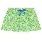 Boys Neon Yellow Sharks Swim Shorts, 1, hi-res