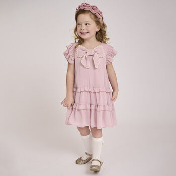 Girls Pink Bow Dress