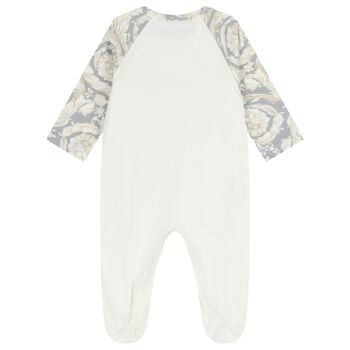 Baby Girls Ivory & Grey Barocco Babygrow