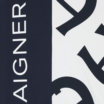Baby Boys Navy Blue & White Logo Blanket