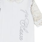 Baby Girls White Logo Babygrow, 1, hi-res