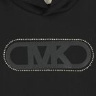 Girls Black Logo Hooded Top, 1, hi-res