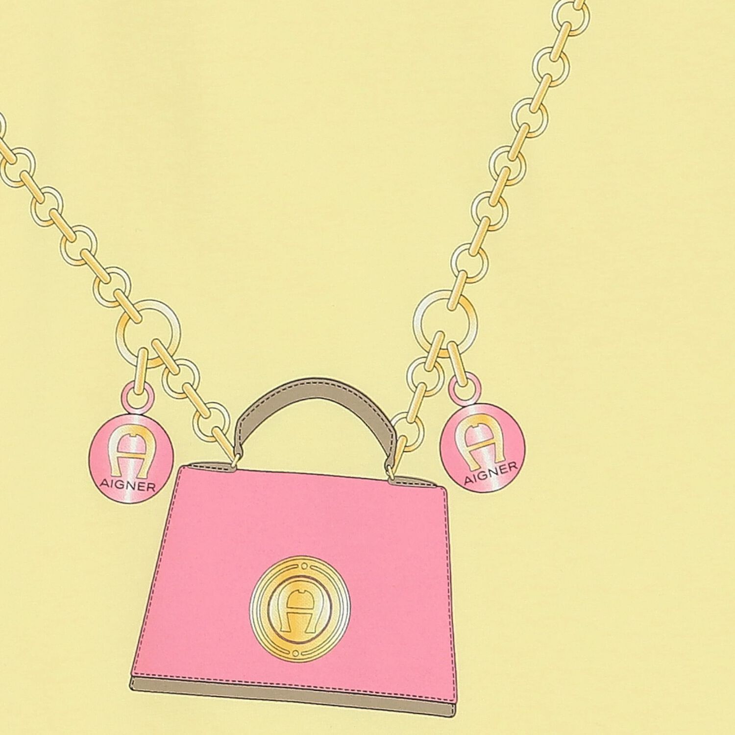 فستان بنات بطبعة حقيبة بالشعار باللون الأصفر, 1, hi-res