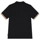 Boys Black Logo Polo Shirt, 1, hi-res