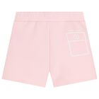 Girls Pink Stitched Print Shorts, 2, hi-res