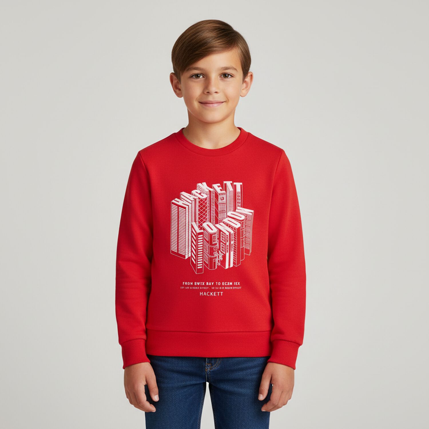 Boys Red Logo Sweatshirt, 1, hi-res