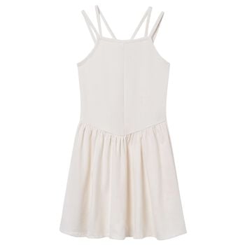 Girls Ivory Ribbed Dress