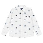 Boys White Logo Shirt, 1, hi-res