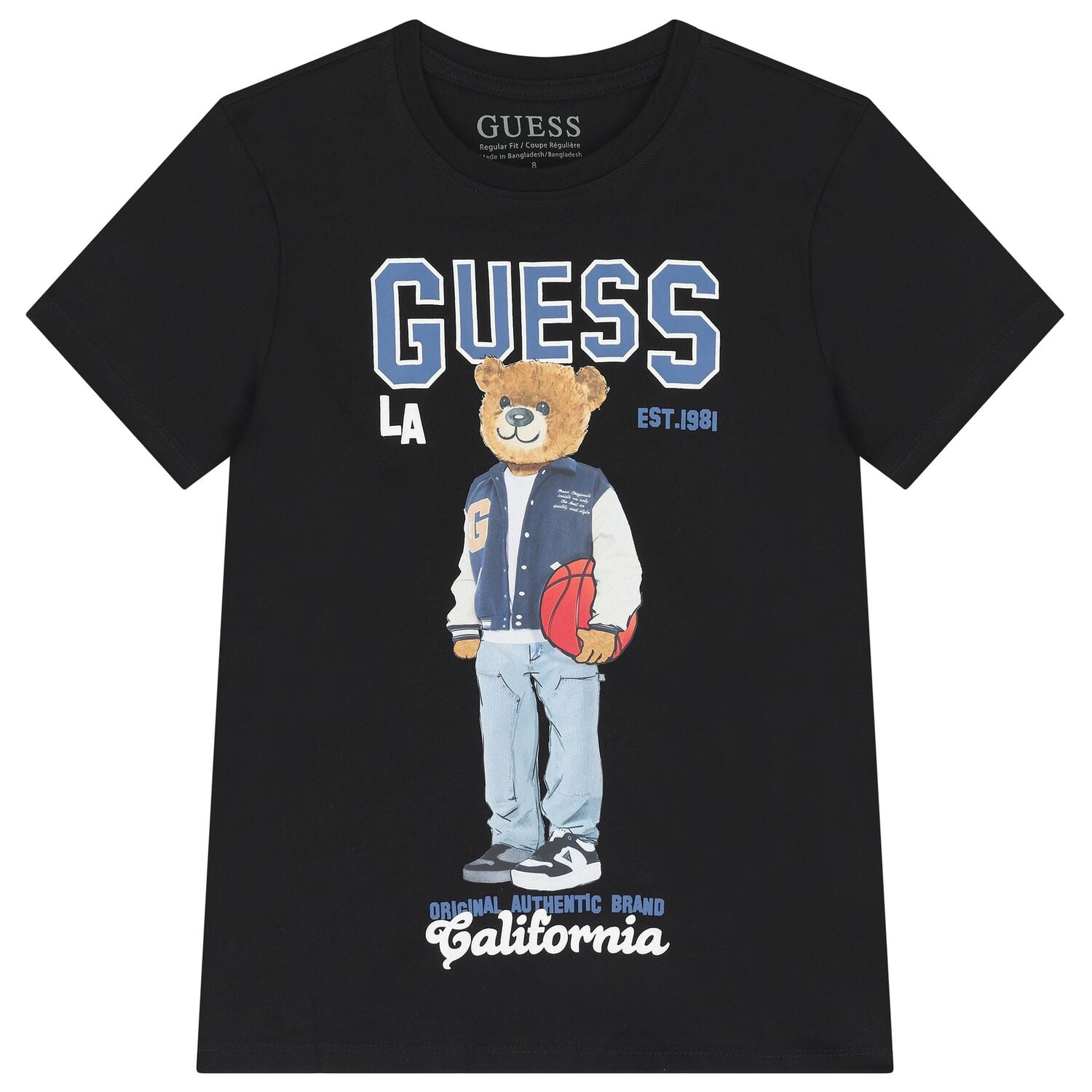Boys Black Teddy Bear Logo T-Shirt, 4, hi-res