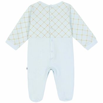 Baby Boys Blue & Gold Logo Babygrow