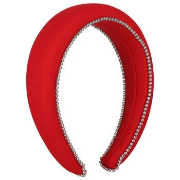 Girls Red Diamante Padded Headband