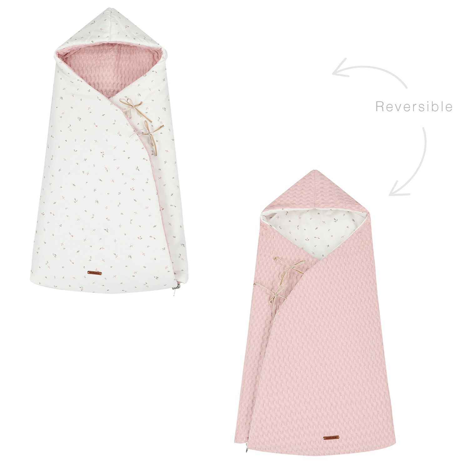 Baby Girls Ivory & Pink Hooded Reversible Nest, 1, hi-res