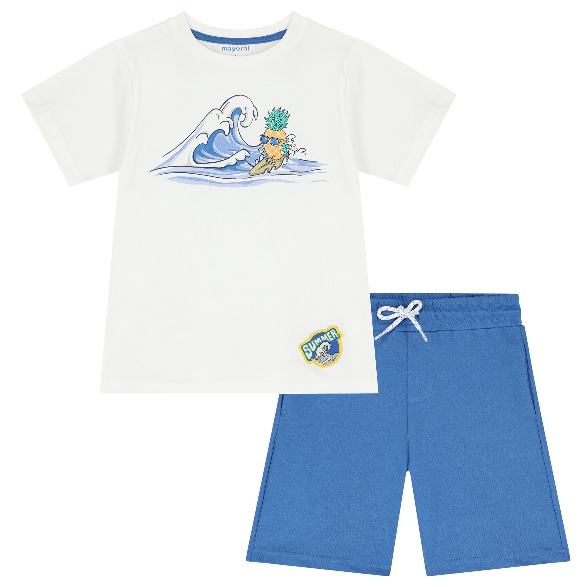 Mayoral Boys White Blue Pineapple Shorts Set Junior Couture Bahrain