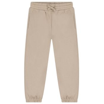 Boys Beige Horse Logo Joggers