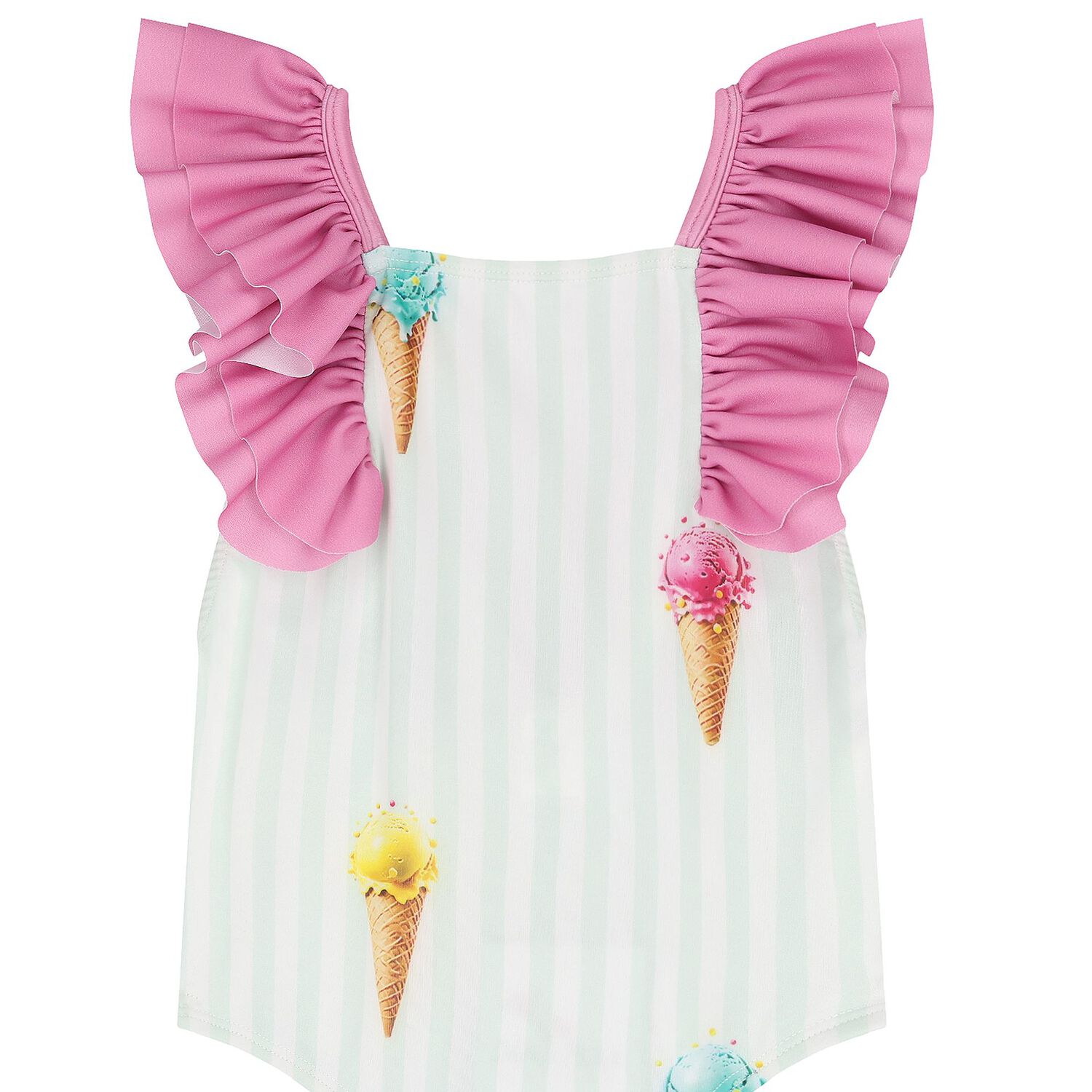 Girls Green & Pink Ice Cream Swimsuit, 1, hi-res