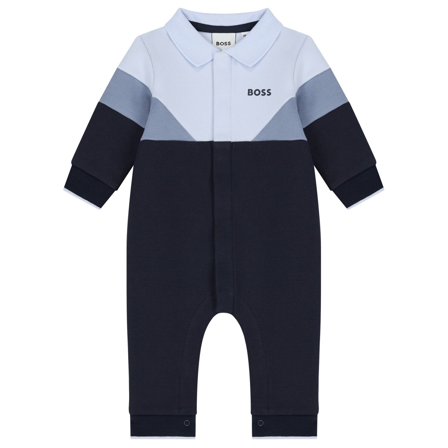 BOSS Baby Boys Blue Navy Blue Logo Polo Romper Junior Couture KSA
