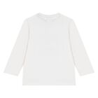 Younger Boys White Logo Long Sleeve Top, 2, hi-res