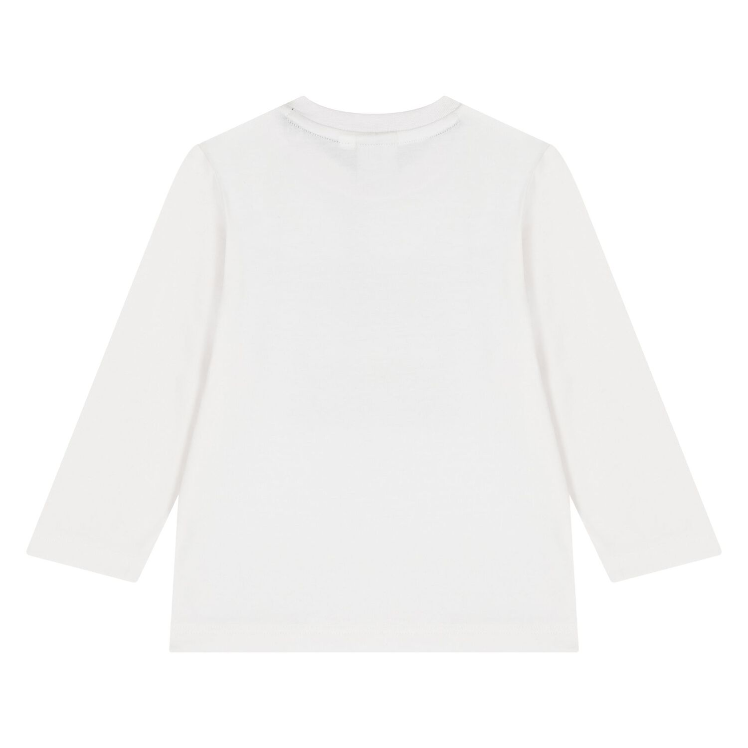Younger Boys White Logo Long Sleeve Top, 2, hi-res