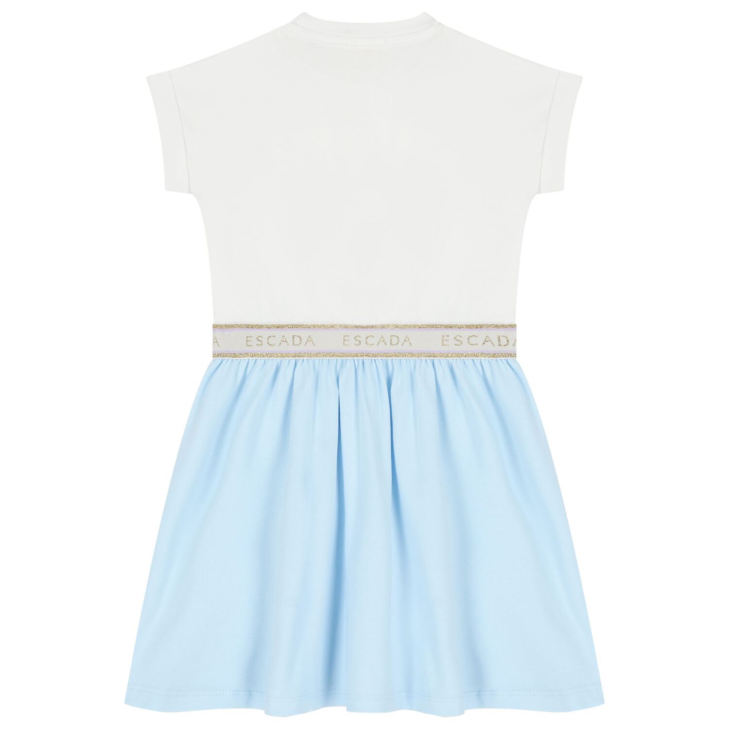 Girls White & Blue Logo Dress, 1, hi-res