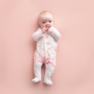 Baby Girls White & Pink Butterfly Babygrow