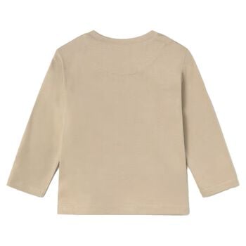 Younger Boys Beige Dinosaur Long Sleeve Top
