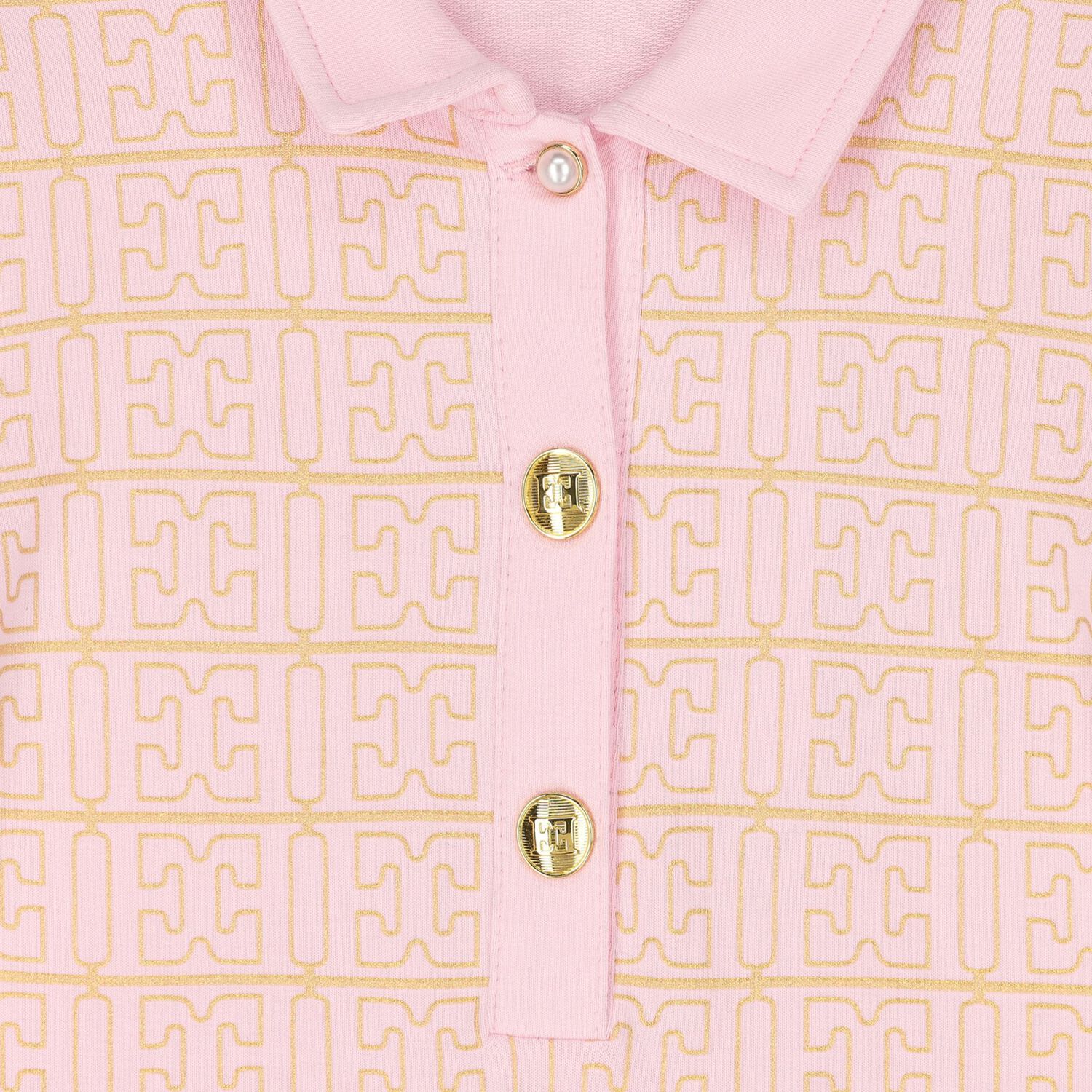 Girls Pink & Gold Logo Polo Dress, 2, hi-res