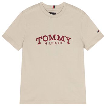 تيشيرت اولاد بالشعار باللون البيج