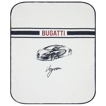 Baby Boys White & Navy Blue Logo Blanket