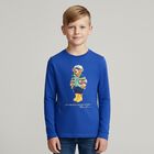 Boys Blue Polo Bear Long Sleeve Top, 1, hi-res