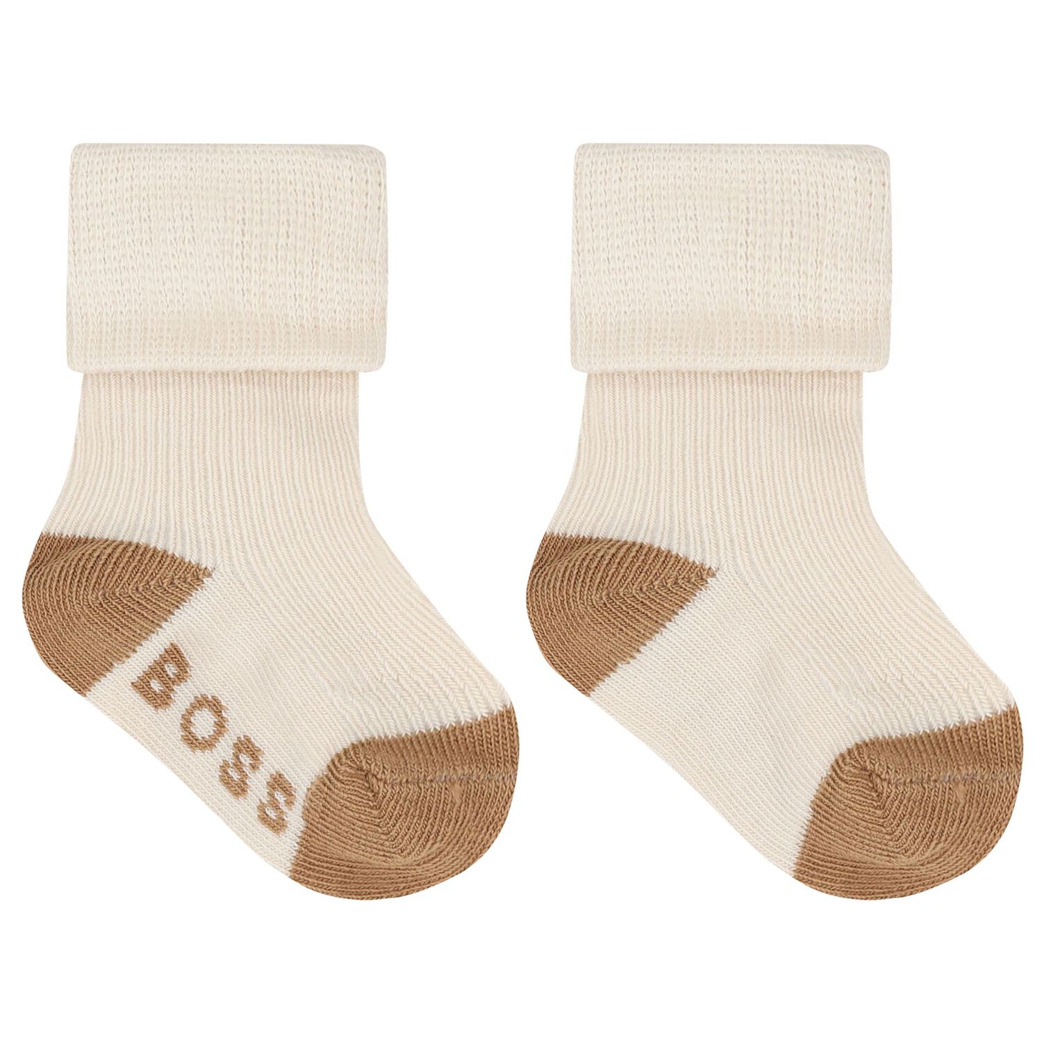 Baby Boys Beige & Black Logo Socks ( 3-Pack ) , 1, hi-res