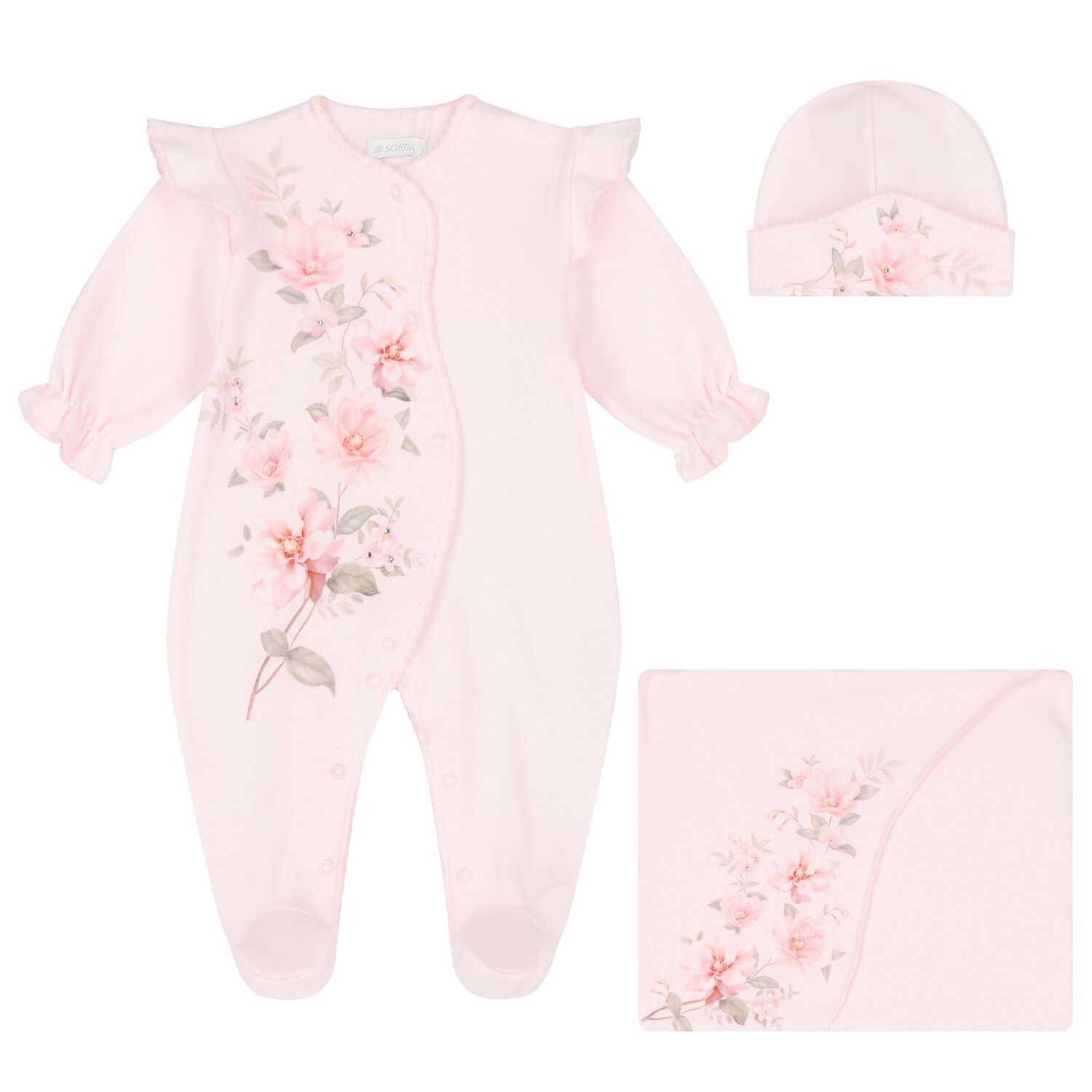Baby Girls Pink Floral Babygrow Gift Set, 1, hi-res image number null