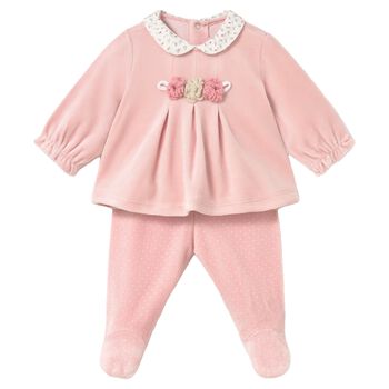 Baby Girls Pink Floral 2 Piece Babygrow