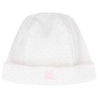 Baby Girls White & Pink Bunny Hat, 2, hi-res