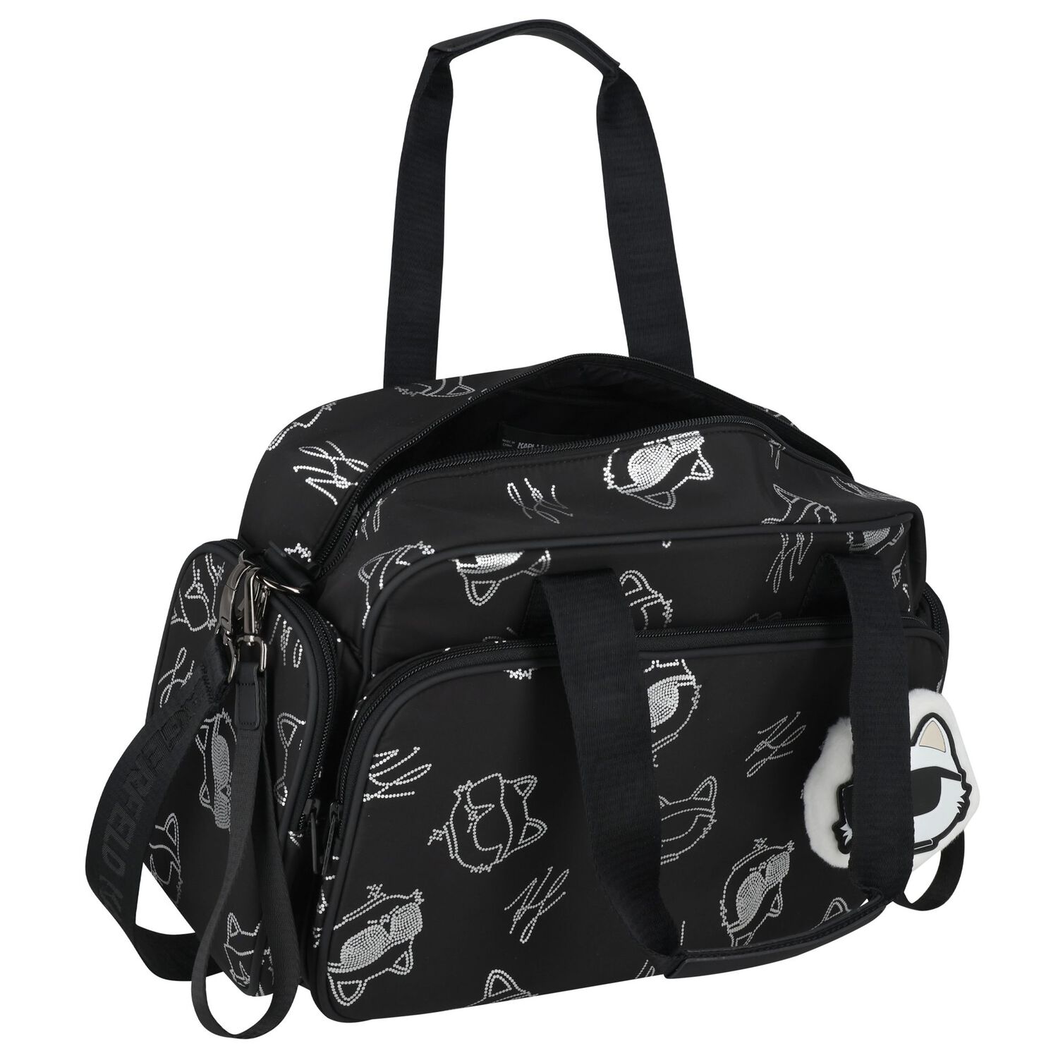 Black & White Choupette Logo Baby Changing Bag ( 37cm ), 1, hi-res