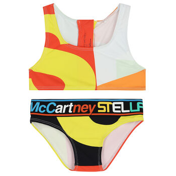 Girls Multi-Colored Logo Bikini