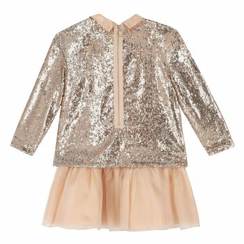 Girls Pink & Gold Embellished Dress