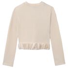Girls Beige Ribbed Long Sleeve Top, 1, hi-res
