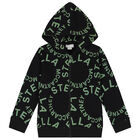 Boys Black Logo Hooded Zip Up Top, 1, hi-res