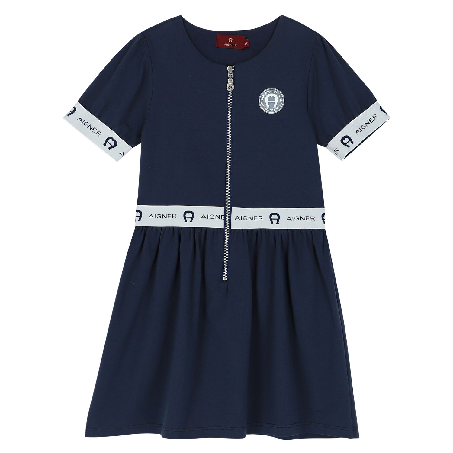 Girls Navy Blue Logo Dress, 1, hi-res