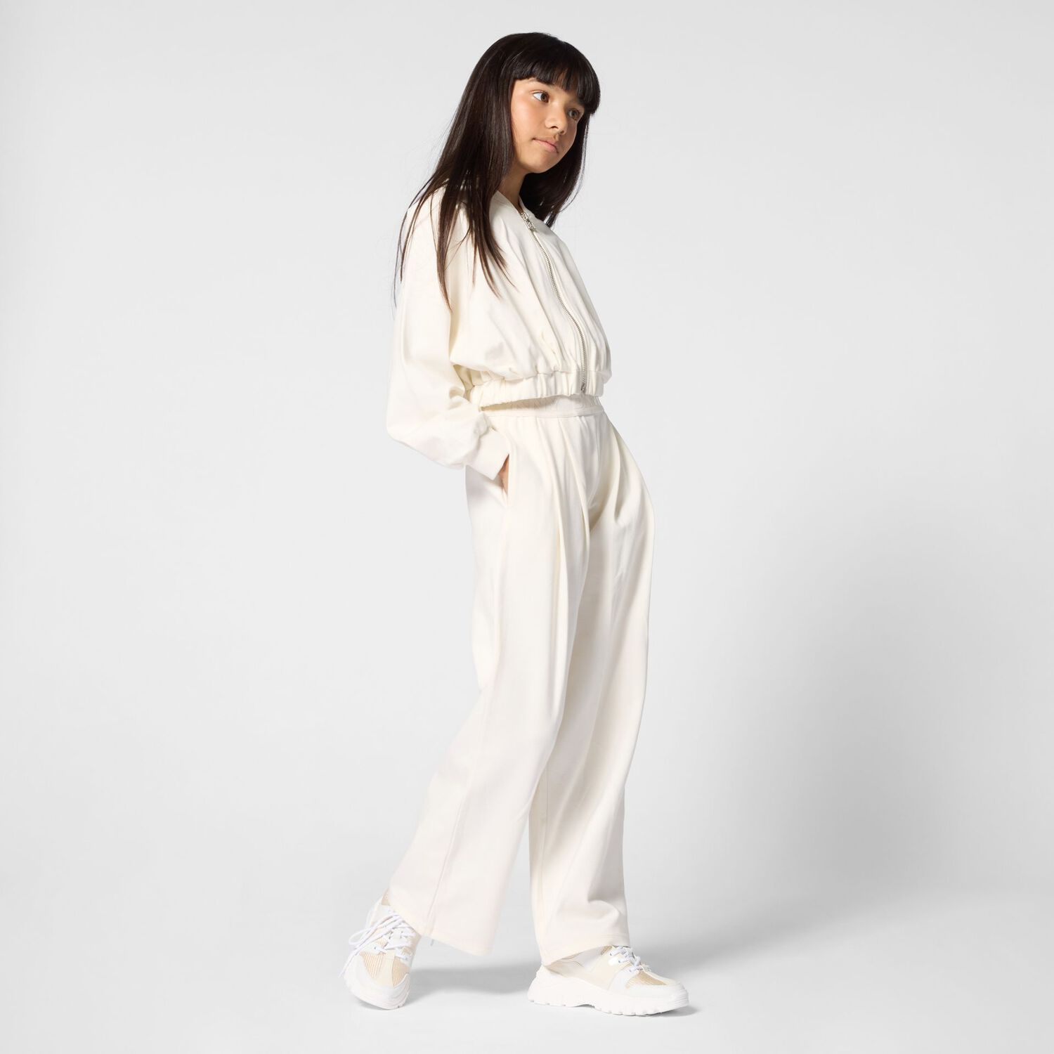 بنطلون بنات بالشعار باللون العاجى , 2, hi-res