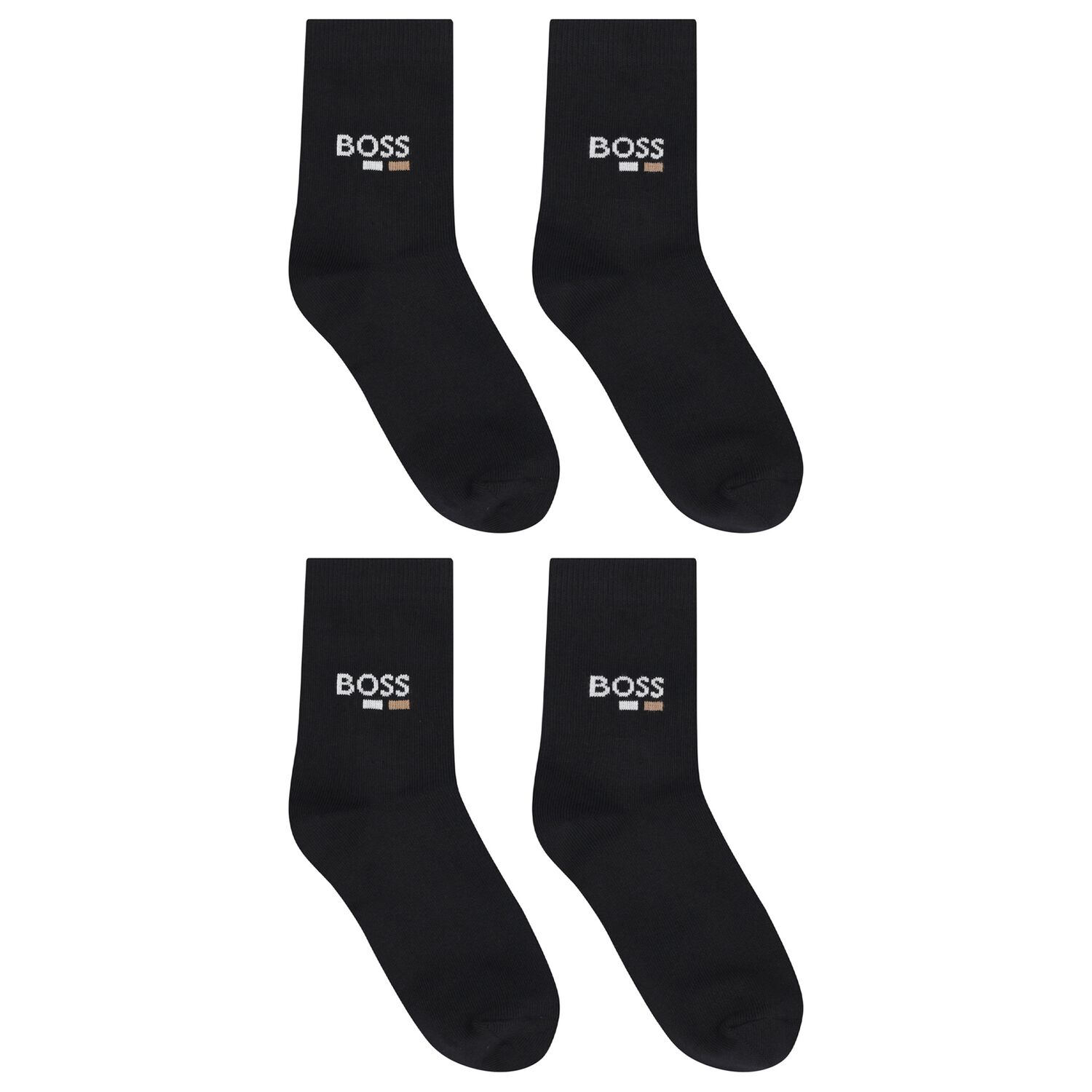 Boys Black Logo Socks ( 2-Pack ), 1, hi-res