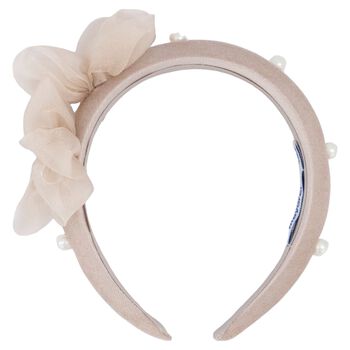 Girls Pink Pearl Velvet Headband