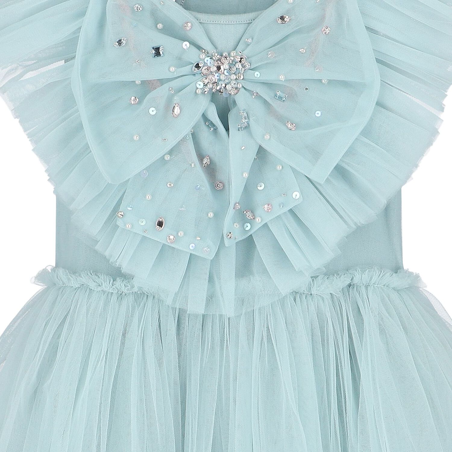 Girls Blue Embellished Tulle Dress, 1, hi-res