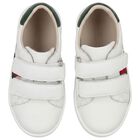 Younger Boys White Web Striped Logo Trainers, 1, hi-res