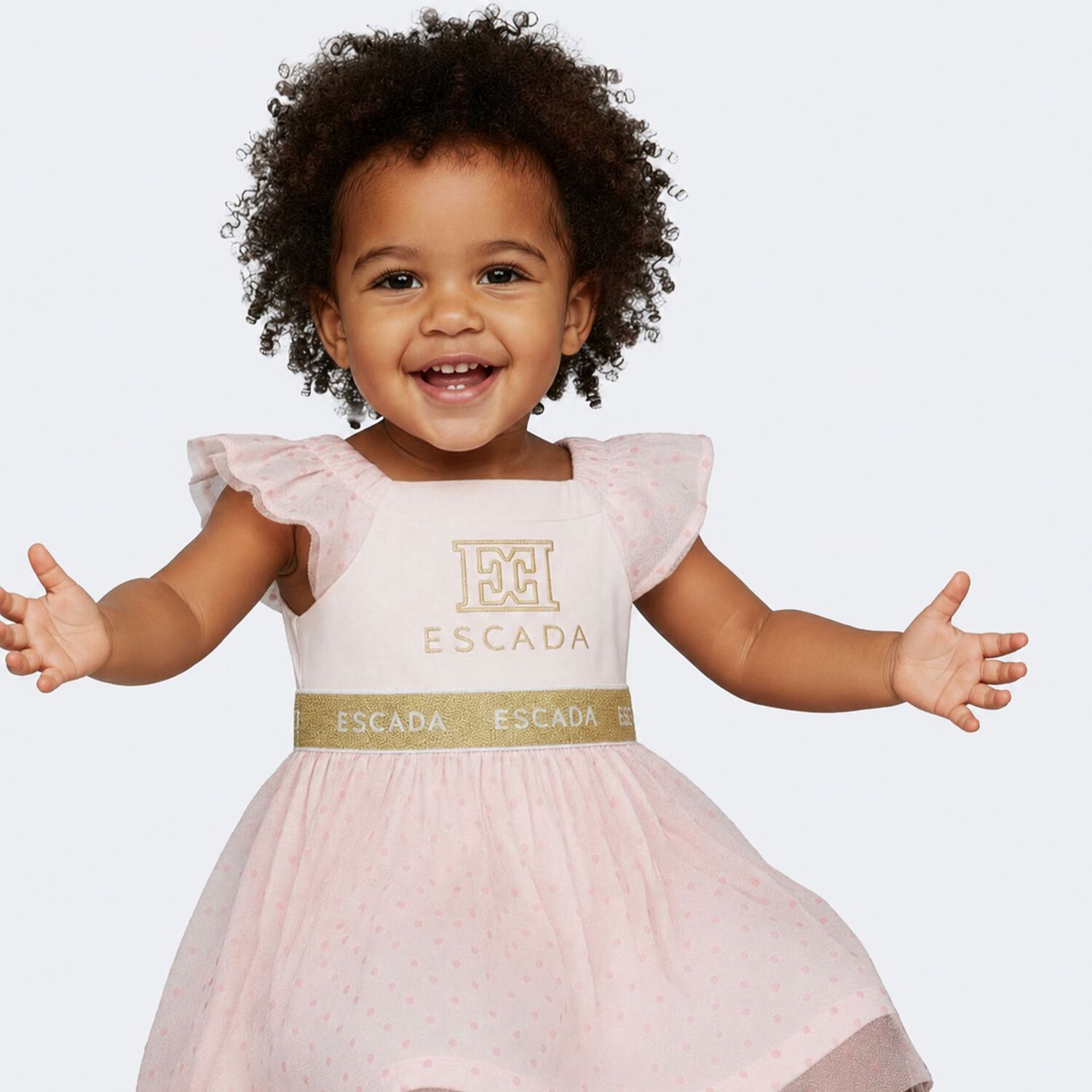 Younger Girls Pink Logo Tulle Dress, 2, hi-res