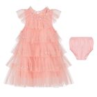 Younger Girls Pink Embellished Tulle Dress, 1, hi-res