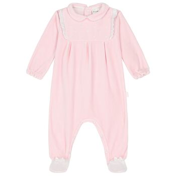 Baby Girls Pink Ruffled Babygrow