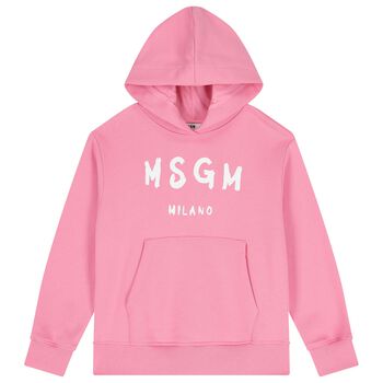 Girls Pink Logo Hooded Top
