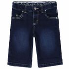 Boys Blue Denim Logo Shorts, 1, hi-res