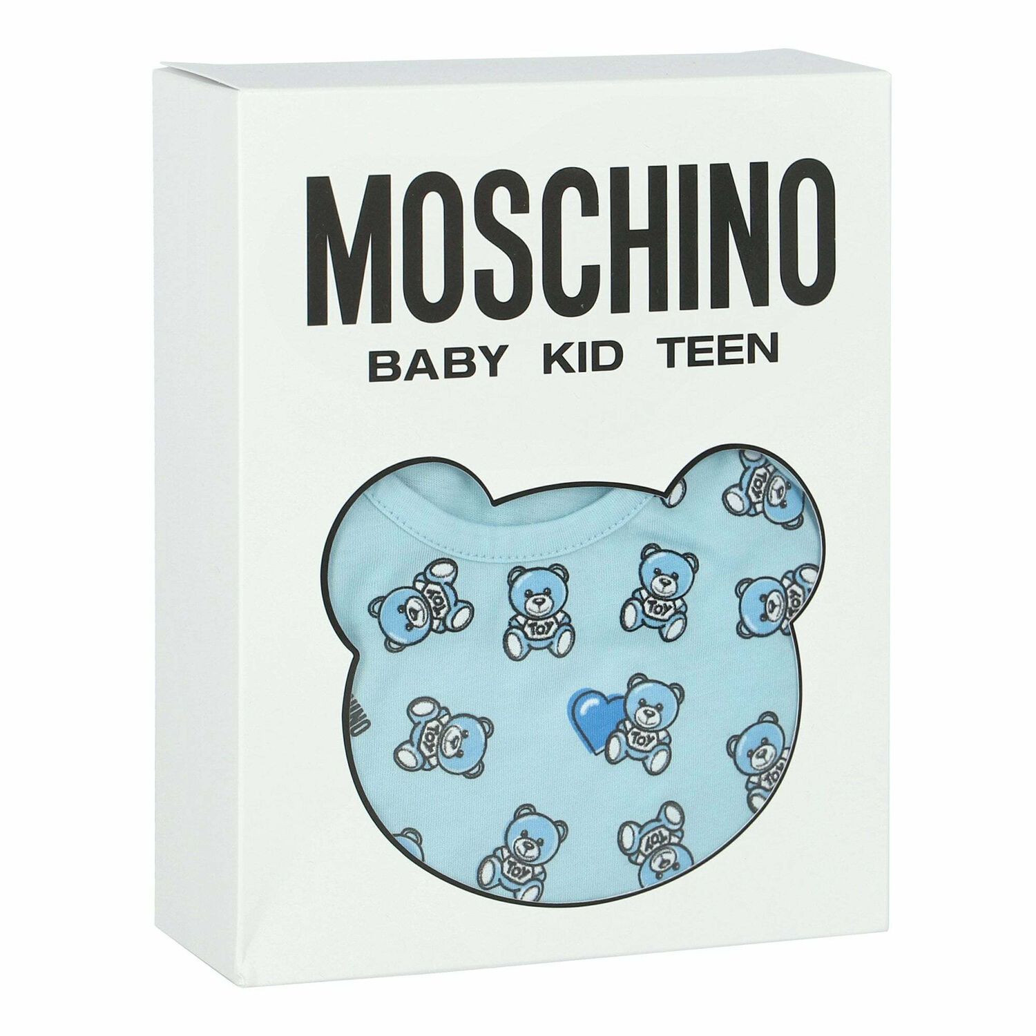 White & Blue Teddy Bear Bodysuit Set, 1, hi-res